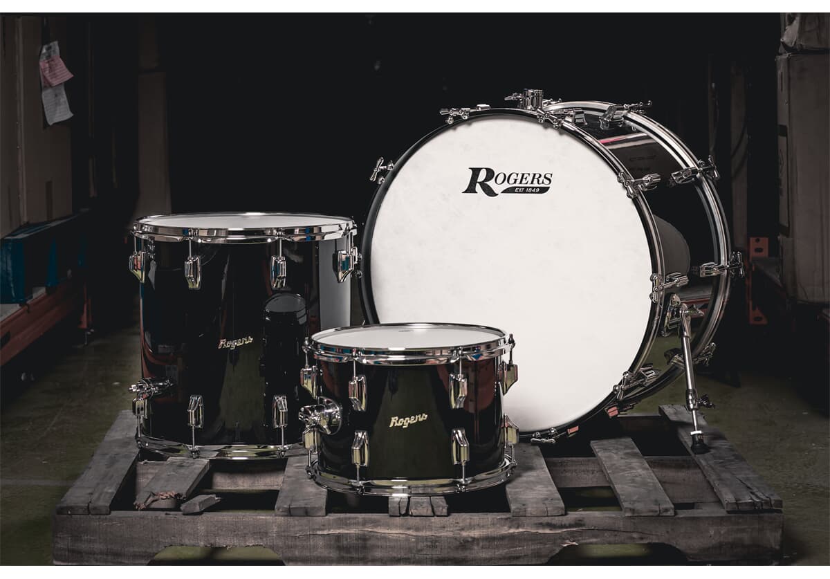 Rogers Powertone 24'' 3pc Shell Pack, Piano Black with Inlay